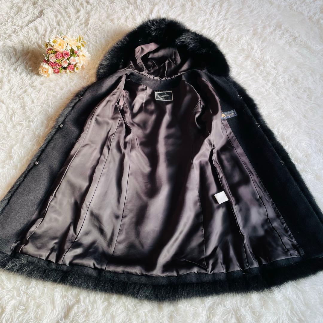 Diagram グレースコンチネンタル フォックスファー フードカシミヤ混コート