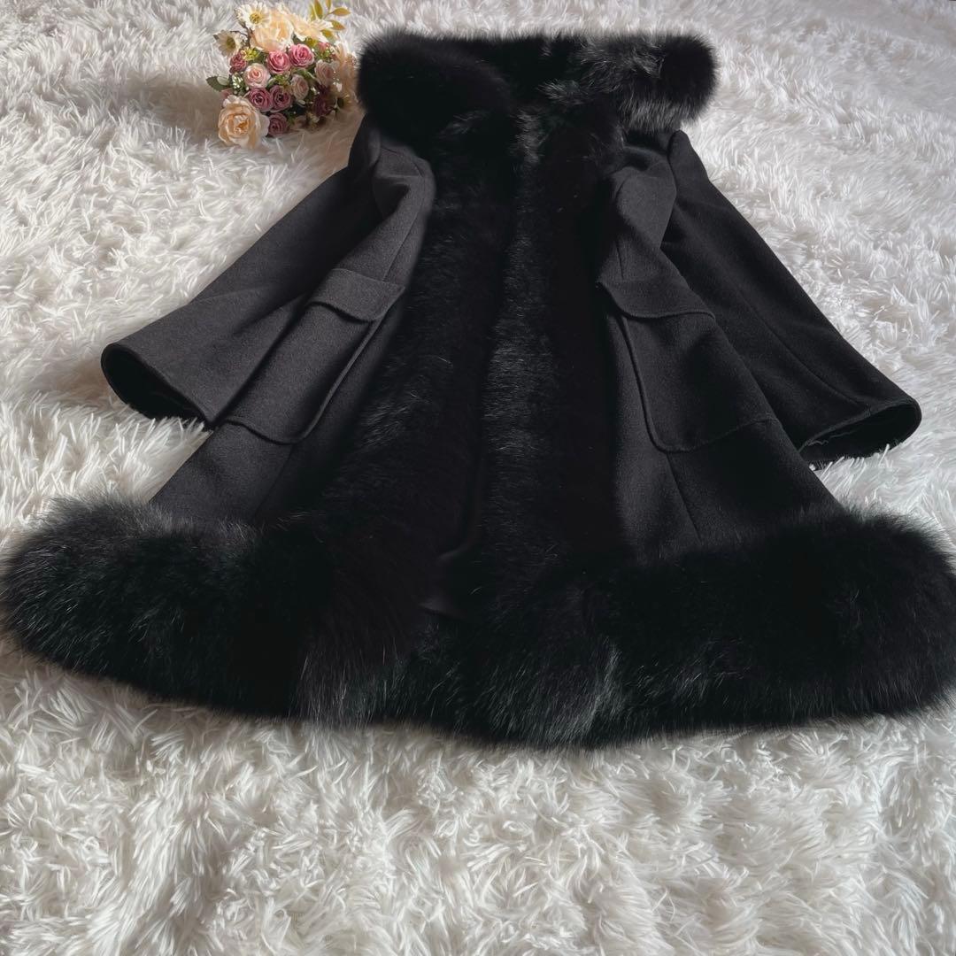 Diagram グレースコンチネンタル フォックスファー フードカシミヤ混コート