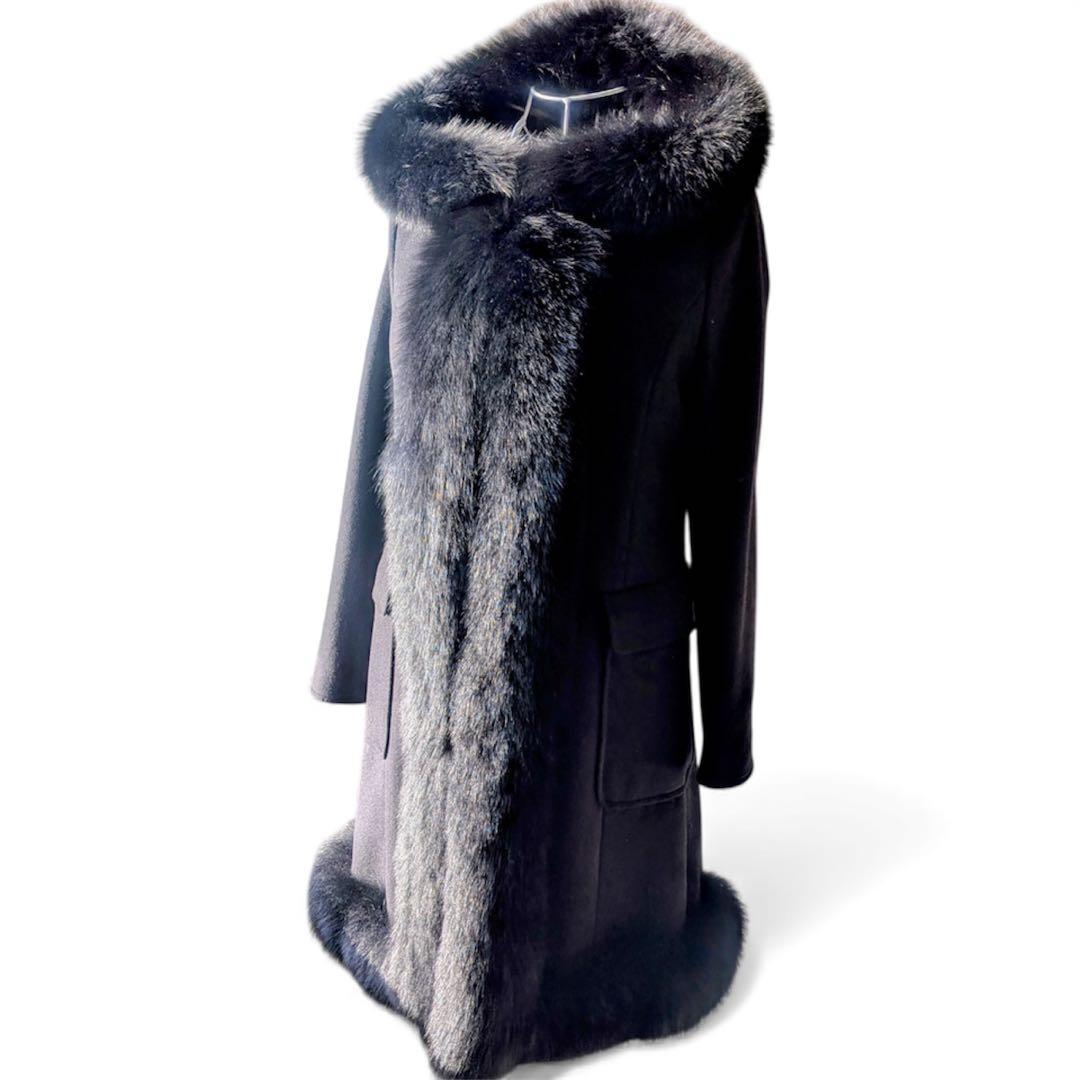 Diagram グレースコンチネンタル フォックスファー フードカシミヤ混コート