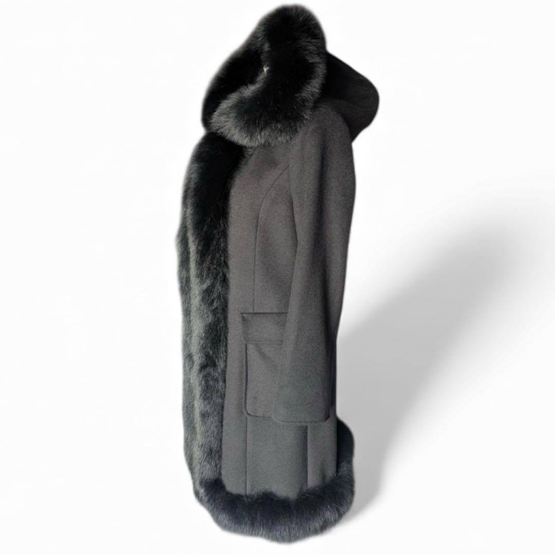 Diagram グレースコンチネンタル フォックスファー フードカシミヤ混コート