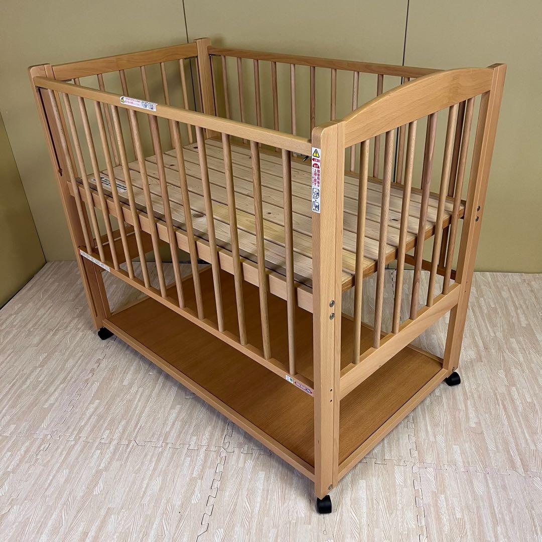 ☆除菌清掃済☆　超美品　日本製　サワベビー　ハイタイプ　すのこ床板　3面スライド