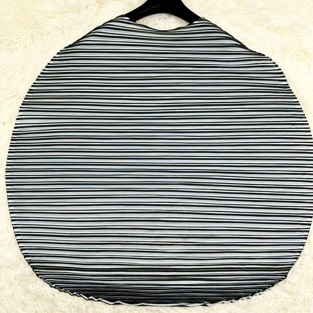 良品　プリーツプリーズ　チュニック　総プリーツ　ストライプ　グレー　3