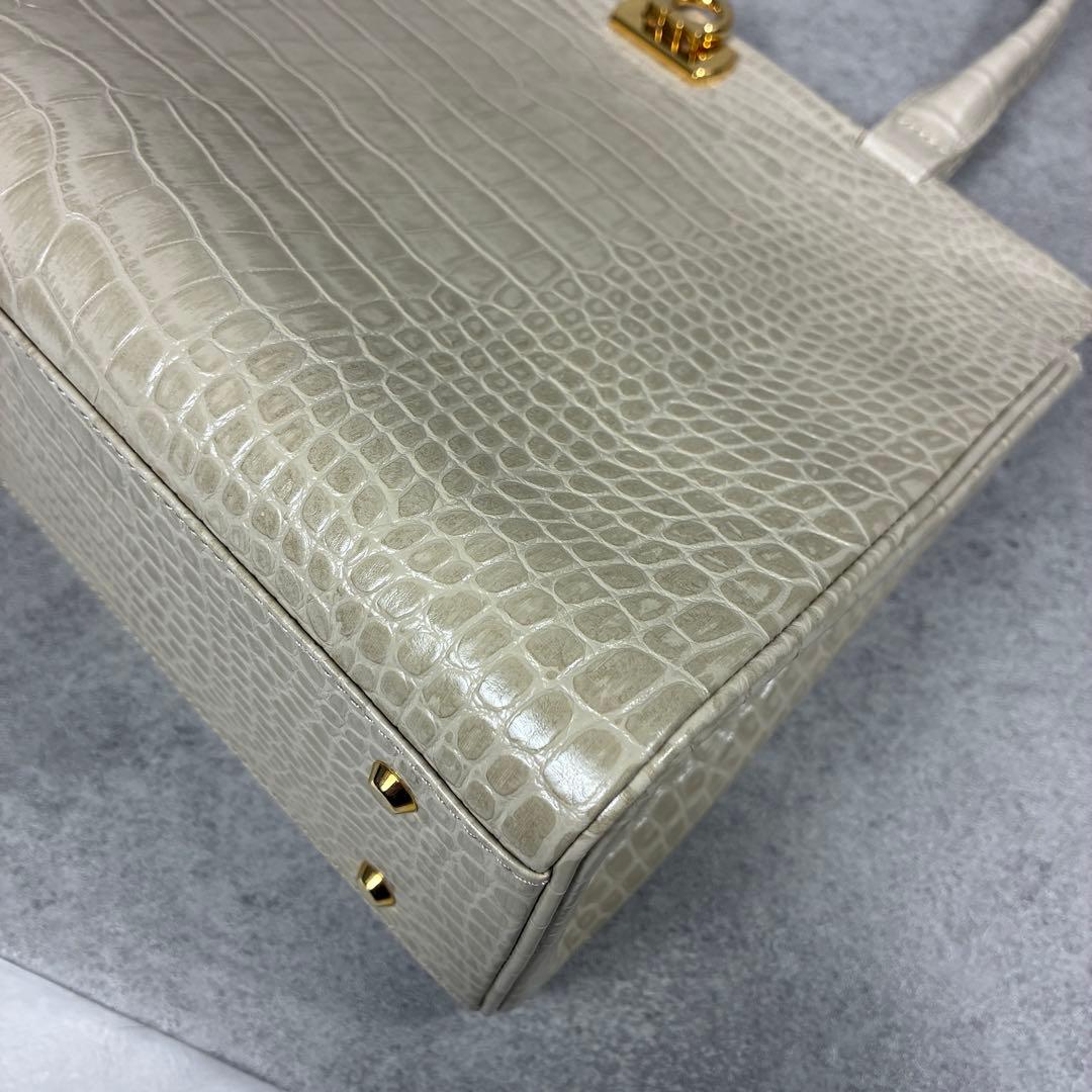 l*t様 未使用✨HAMANO 濱野皮革工藝　クロコ　フォーマル バッグ