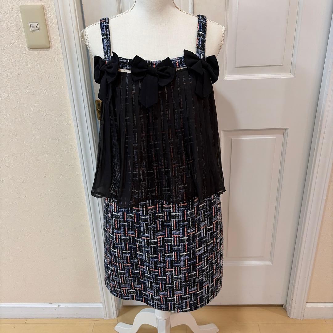 専用ノースリーブリボン付きツイードミニワンピース♡シャネルお好きな方に♡