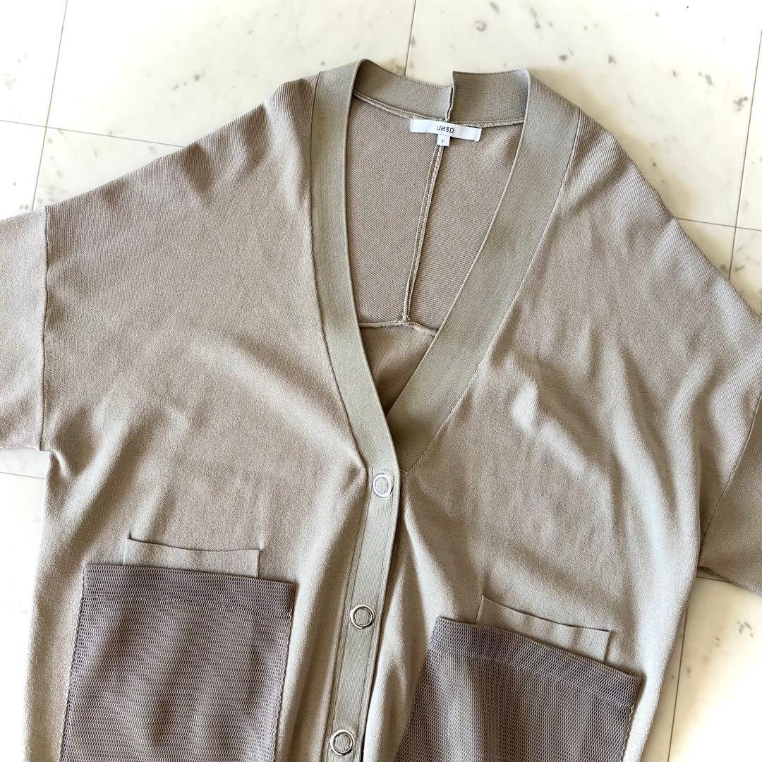 極美品 アンスリード UN3D. メッシュオーバーカーディガン ロング丈