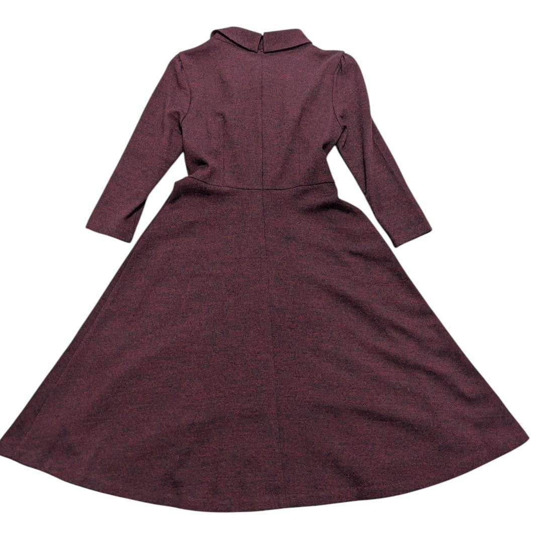 ANAYI アナイ ロールカラー ウール ワンピース Aライン ボルドー