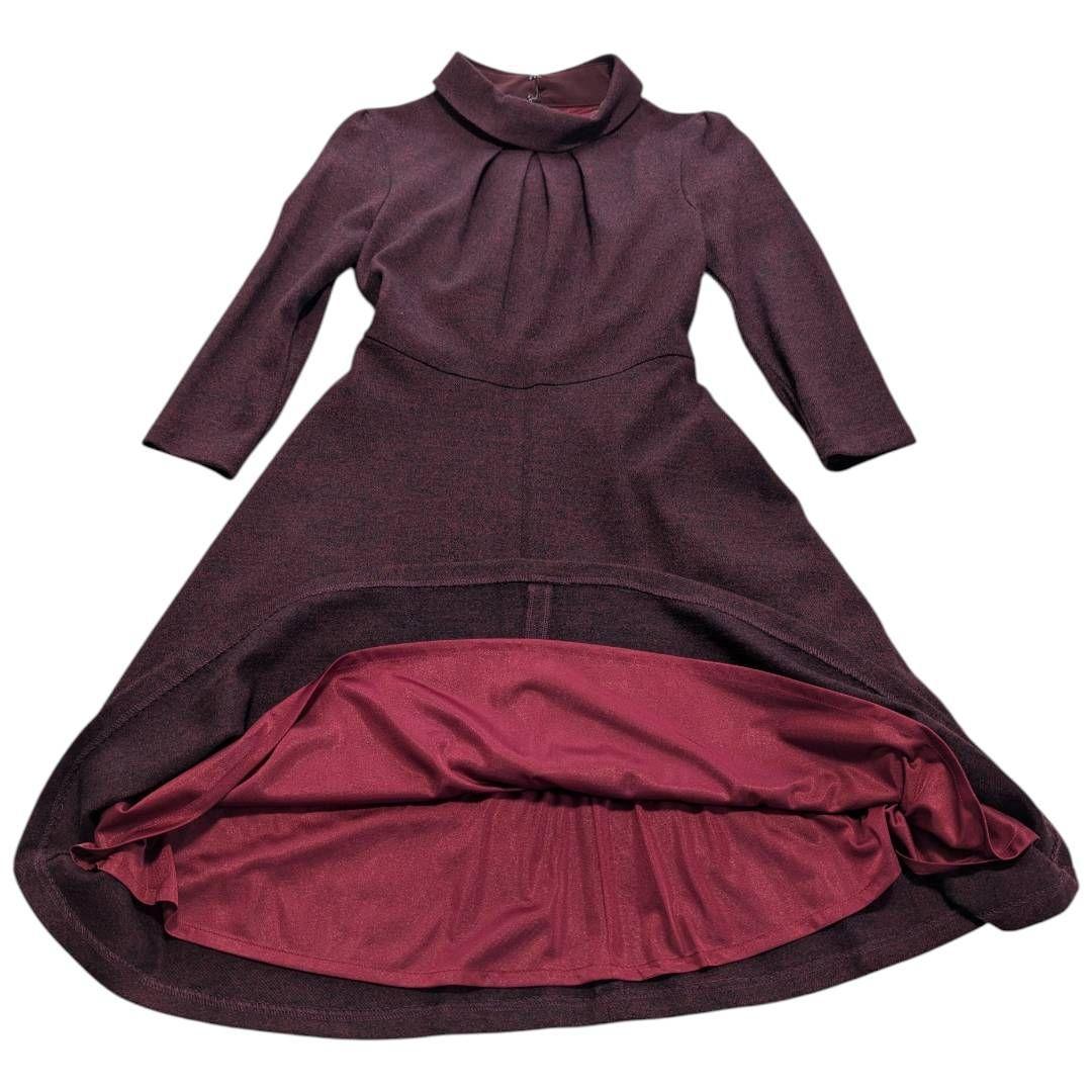 ANAYI アナイ ロールカラー ウール ワンピース Aライン ボルドー