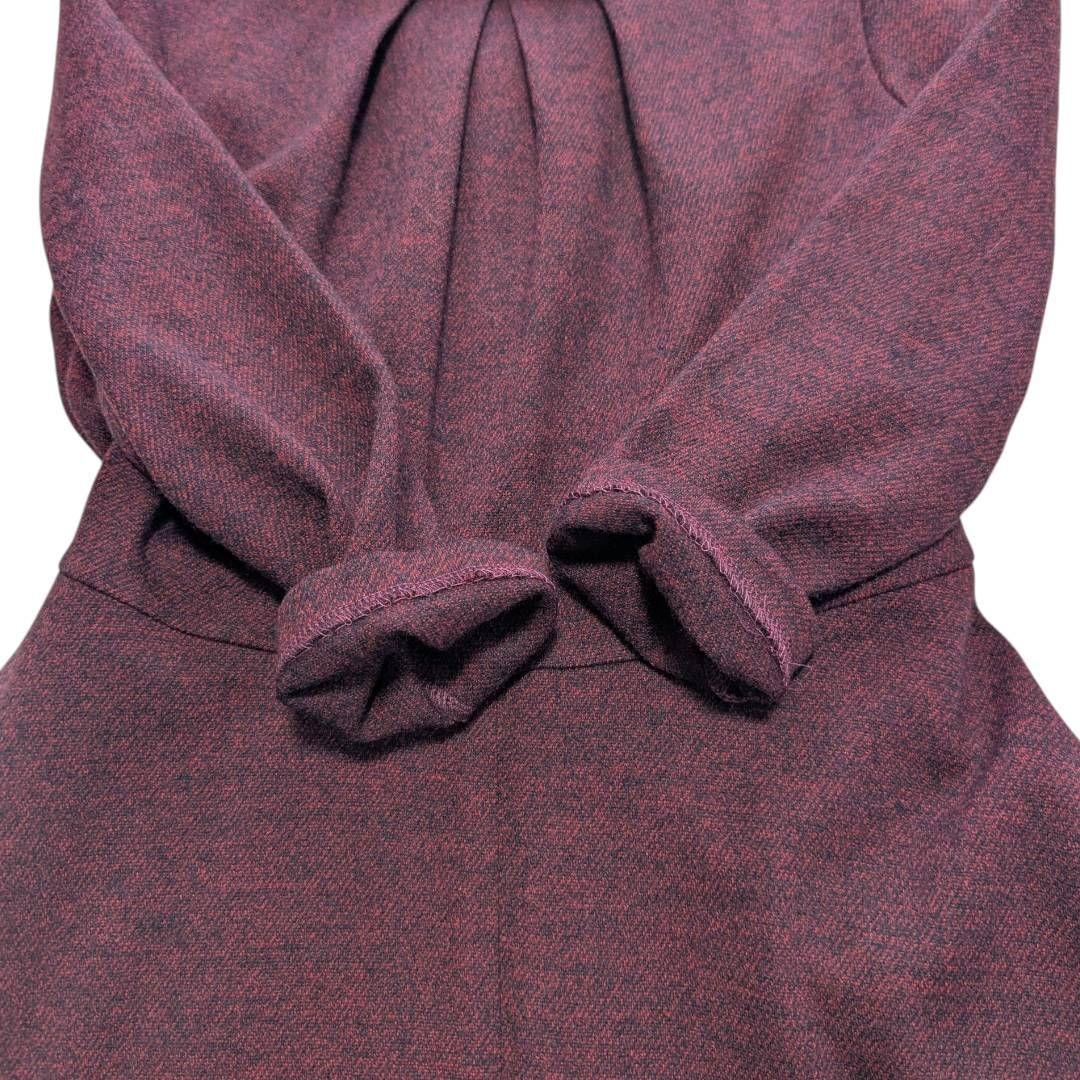 ANAYI アナイ ロールカラー ウール ワンピース Aライン ボルドー