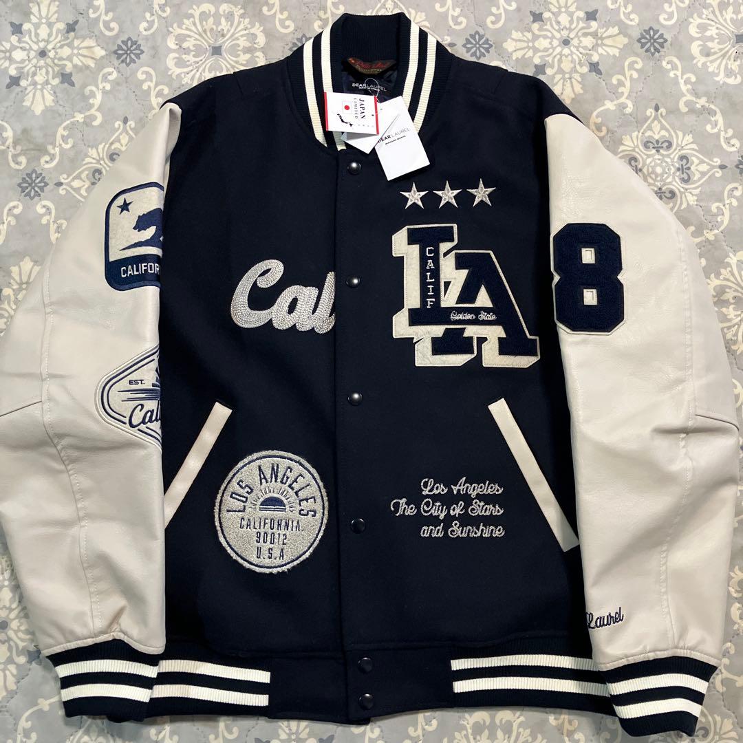 DEAR LAUREL スタジャン ネイビー/ホワイト