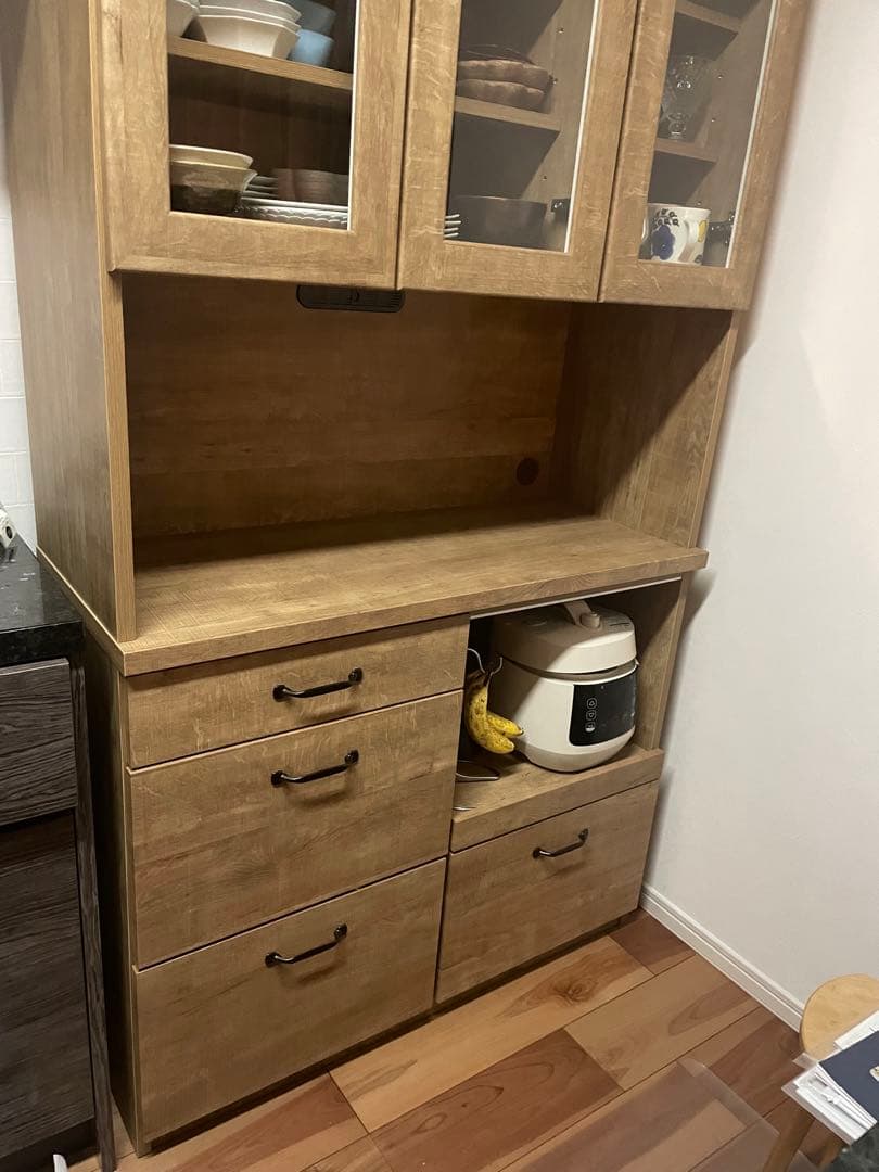 【美品】LOWYA キッチンボード　アンティークナチュラル