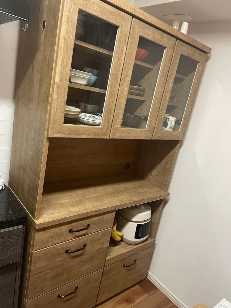 【美品】LOWYA キッチンボード　アンティークナチュラル