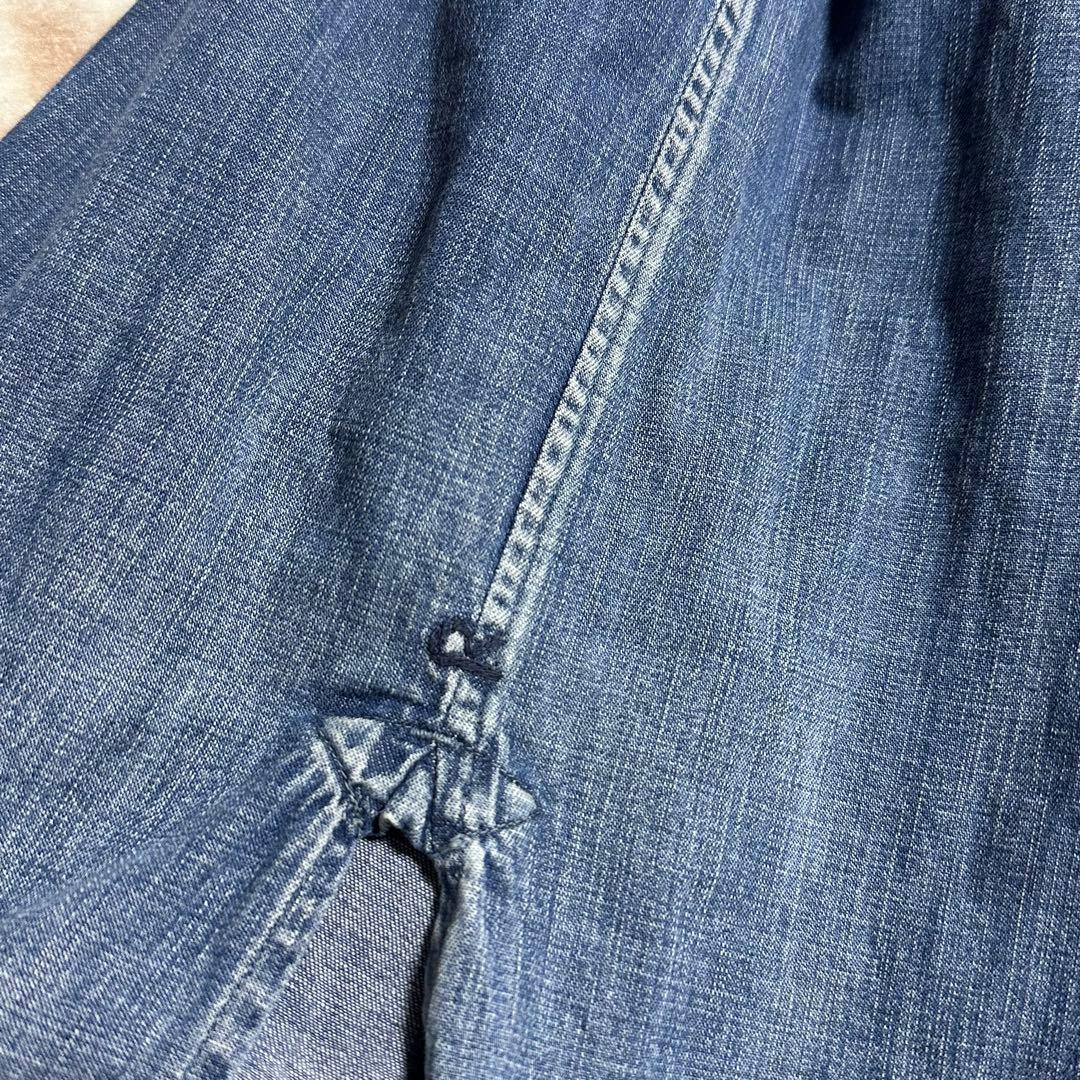 45R デニム ワンピース ピンタックR刺繍 インディゴ ティアード 藍染め 1