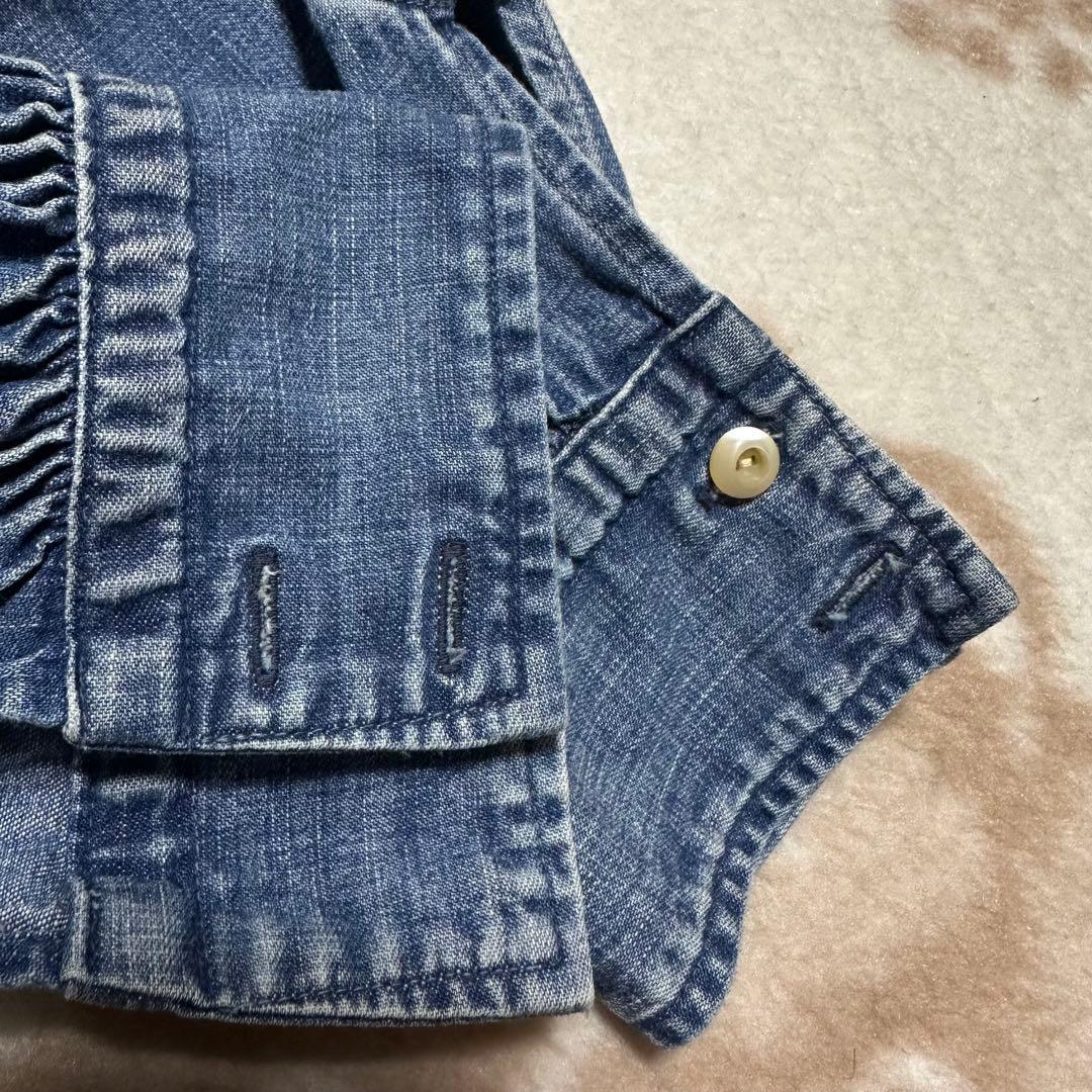 45R デニム ワンピース ピンタックR刺繍 インディゴ ティアード 藍染め 1