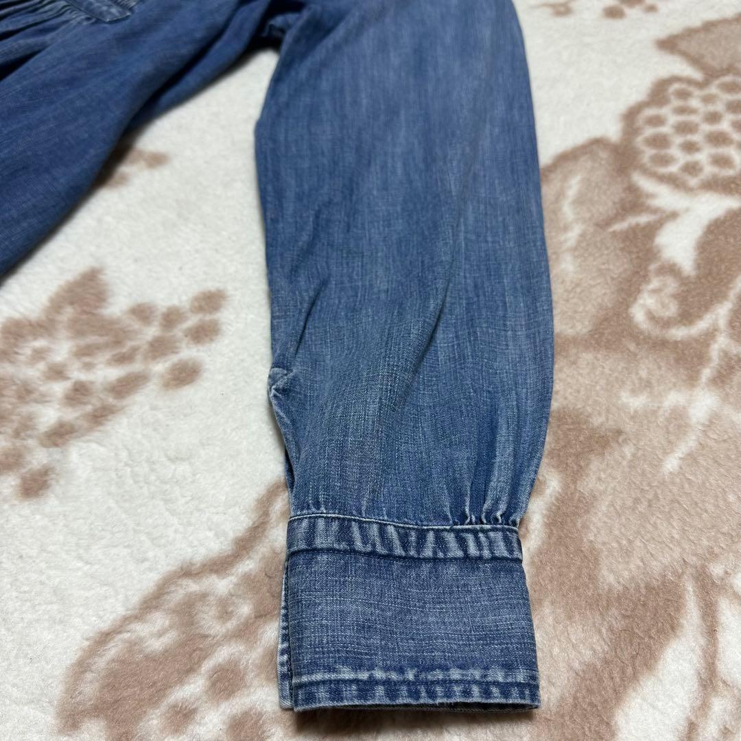 45R デニム ワンピース ピンタックR刺繍 インディゴ ティアード 藍染め 1