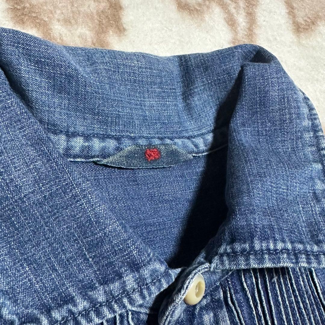 45R デニム ワンピース ピンタックR刺繍 インディゴ ティアード 藍染め 1