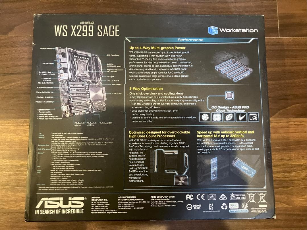 ASUSマザーボード LGA2066対応 WS X299 SAGE【ジャンク品】