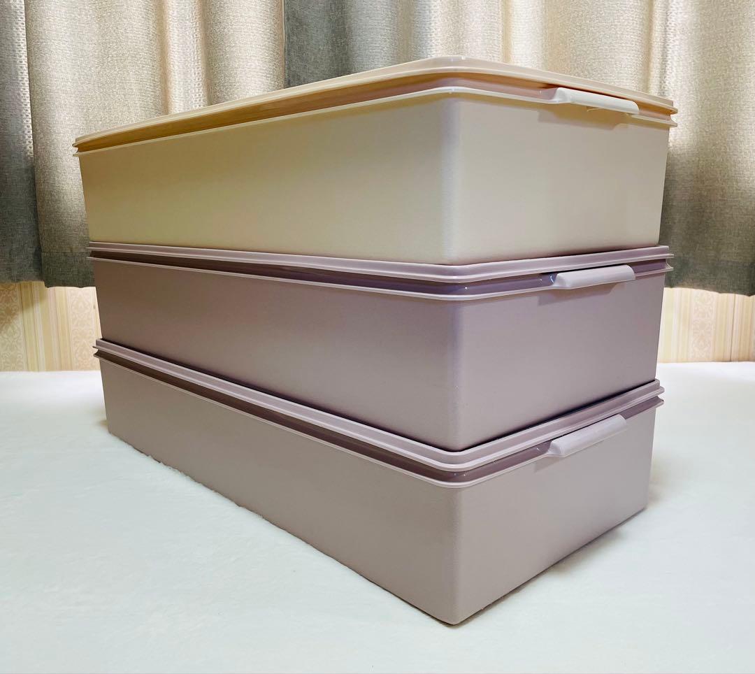 3個セット/タッパーウェア/ロング/スーパーケース/希少アイボリー/ピンク/廃番