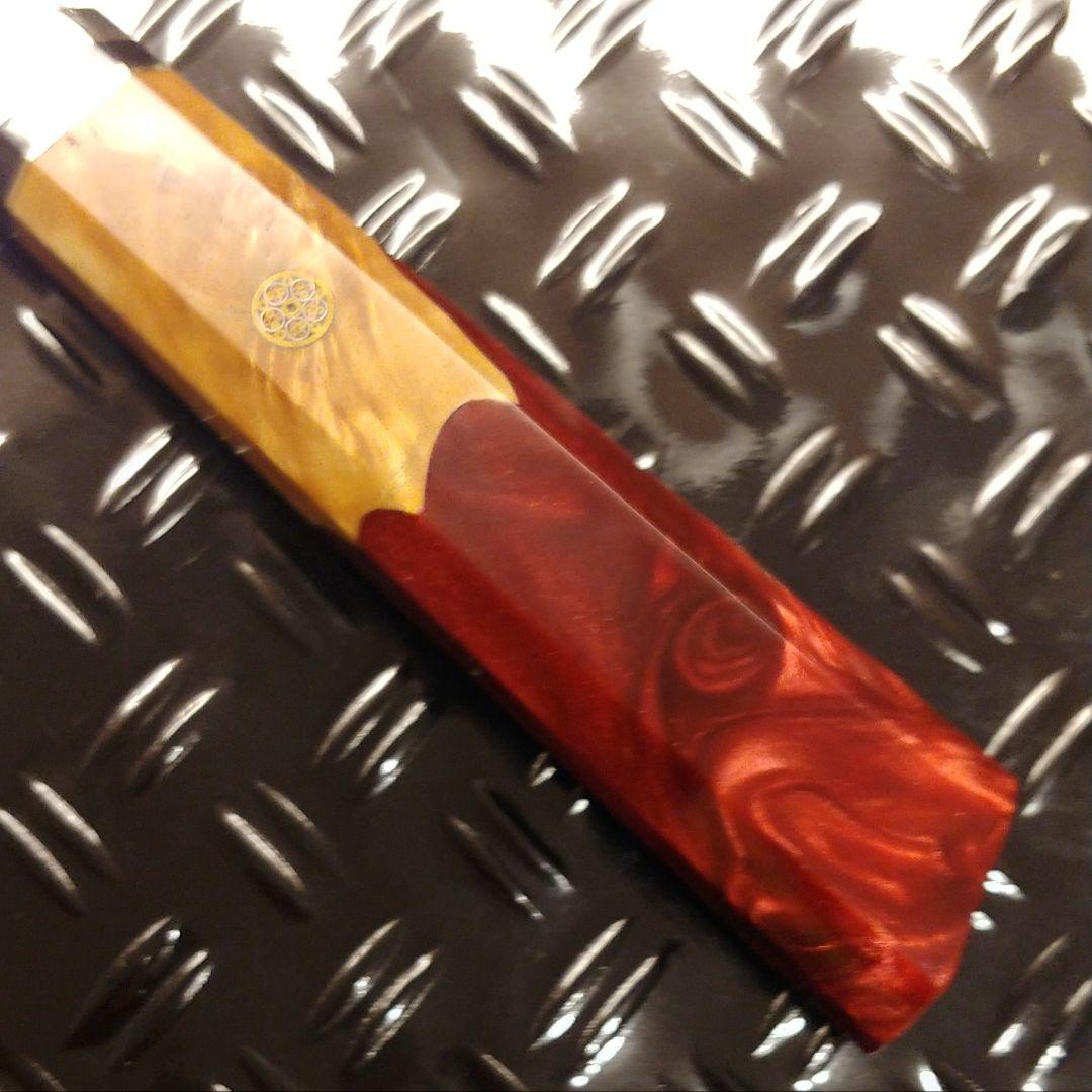 プレゼント付き　V金10号　ダマスカス包丁　ワインレッド柄　剣型　牛刀　三徳