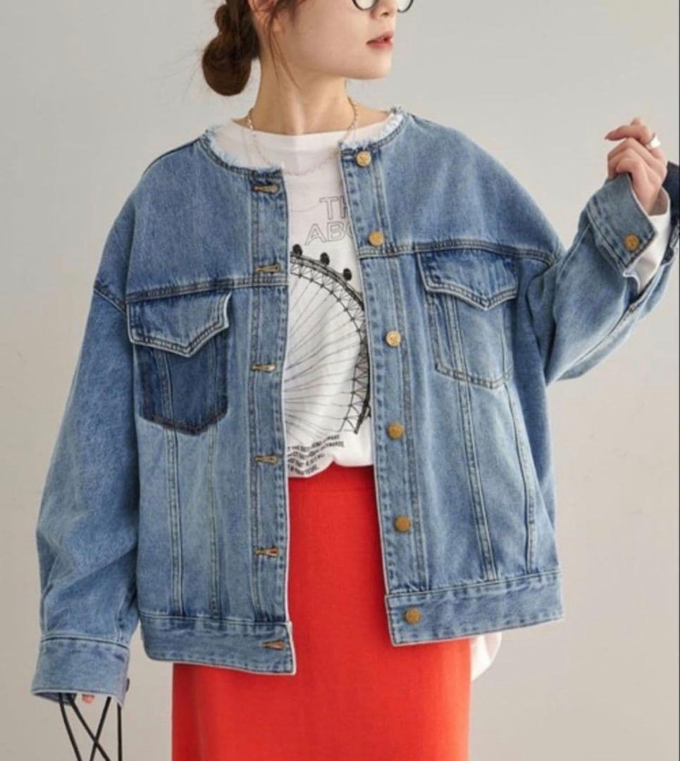 ピュアルセシン　　デニムノーカラージャケット