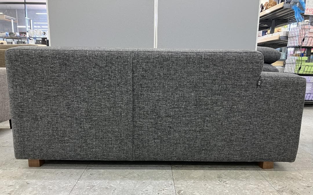 NOYES 2人掛けソファ 片側アーム オットマン付き グレー