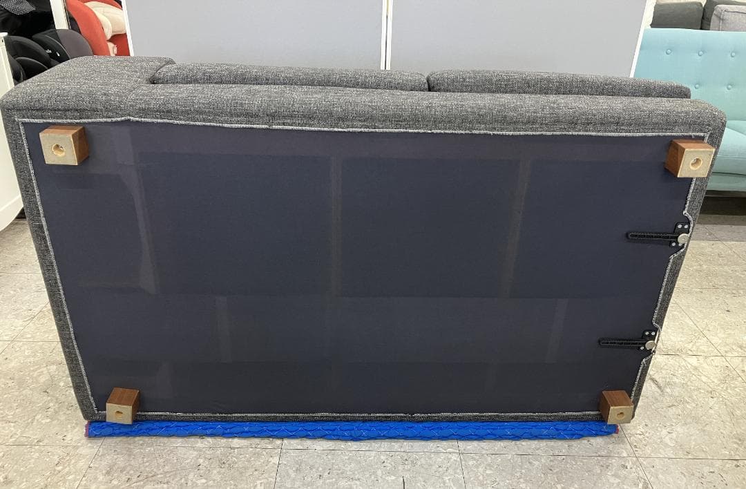 NOYES 2人掛けソファ 片側アーム オットマン付き グレー