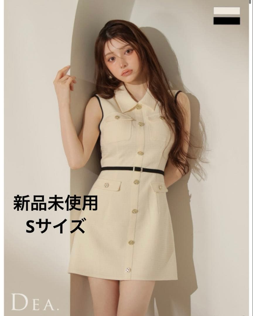 DEA. ベルト ノースリーブ 襟付き フレア　ミニドレス　キャバドレス