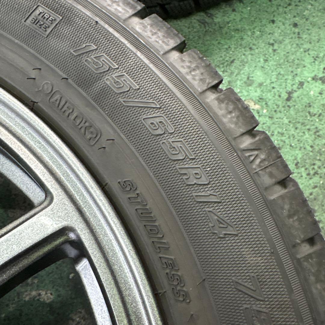155/65R14グッドイヤーアイスナビ7 2023年バリ山4本アルミ付NBOX