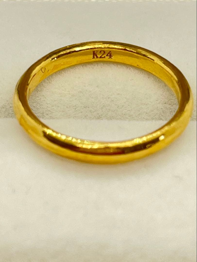 K24 純金 甲丸リング 3.49g指輪 リング 刻印あり ハンドメイド