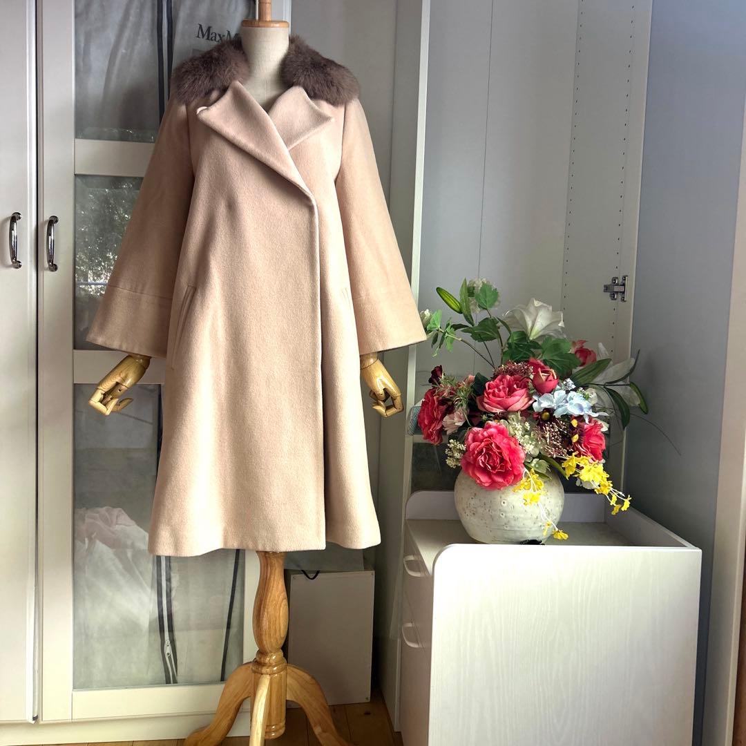 美品　マイストラーダ　上質アンゴラ混　フォックスファー　着心地良いロングコート