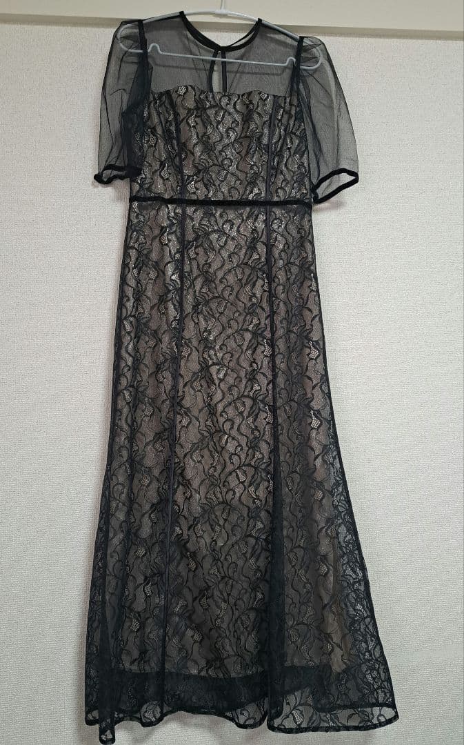 FRAY I.D シルバーリーフレースレイヤードドレス