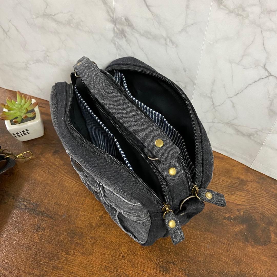 専用*No.22 デニムリメイク【お財布付きバッグ・ダブルZIPバッグ】