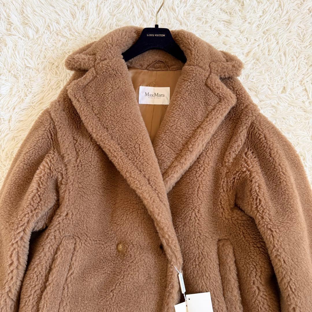 新品タグ付　マックスマーラ　テディベアコート　キャメル88%　M相当　シルク混