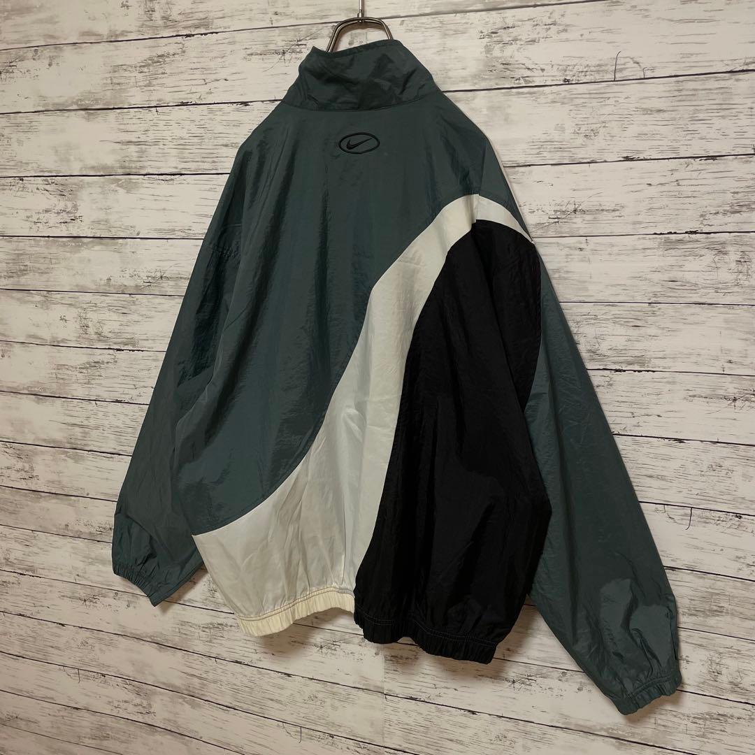 970【人気Lサイズ】ナイキ♤刺繍ロゴ　90s 銀タグ　ナイロンジャケット　希少