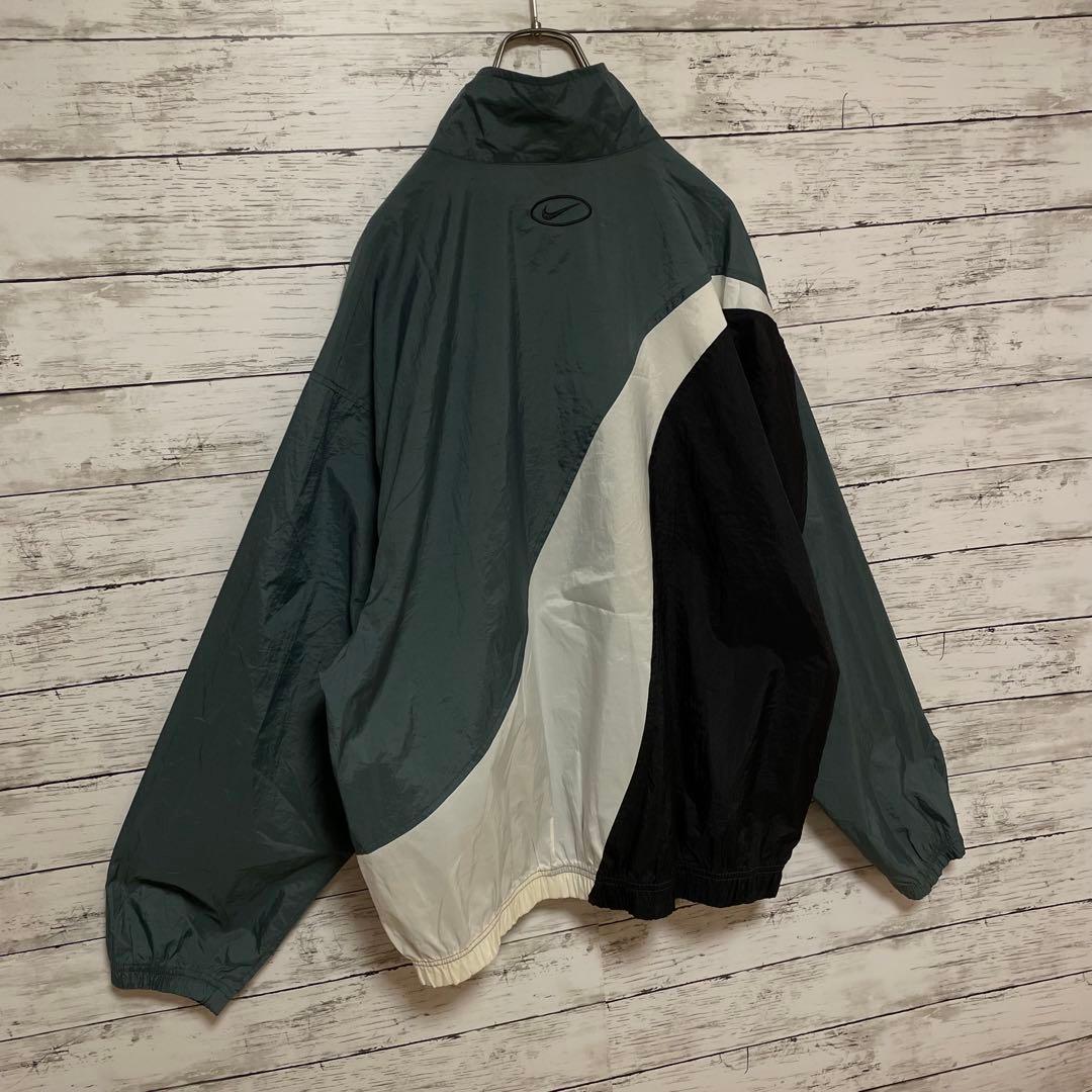 970【人気Lサイズ】ナイキ♤刺繍ロゴ　90s 銀タグ　ナイロンジャケット　希少