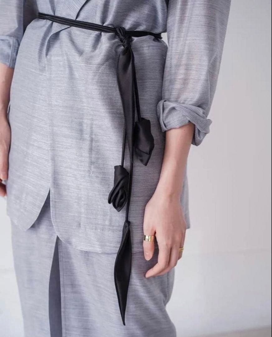 小物 Mame Kurogouchi Floral Motif Silk Belt