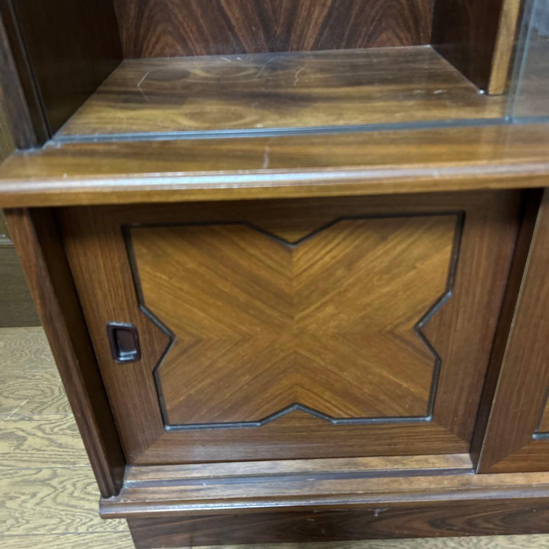 昭和レトロ 木製ガラス扉付きディスプレイキャビネット　８月１７日まで