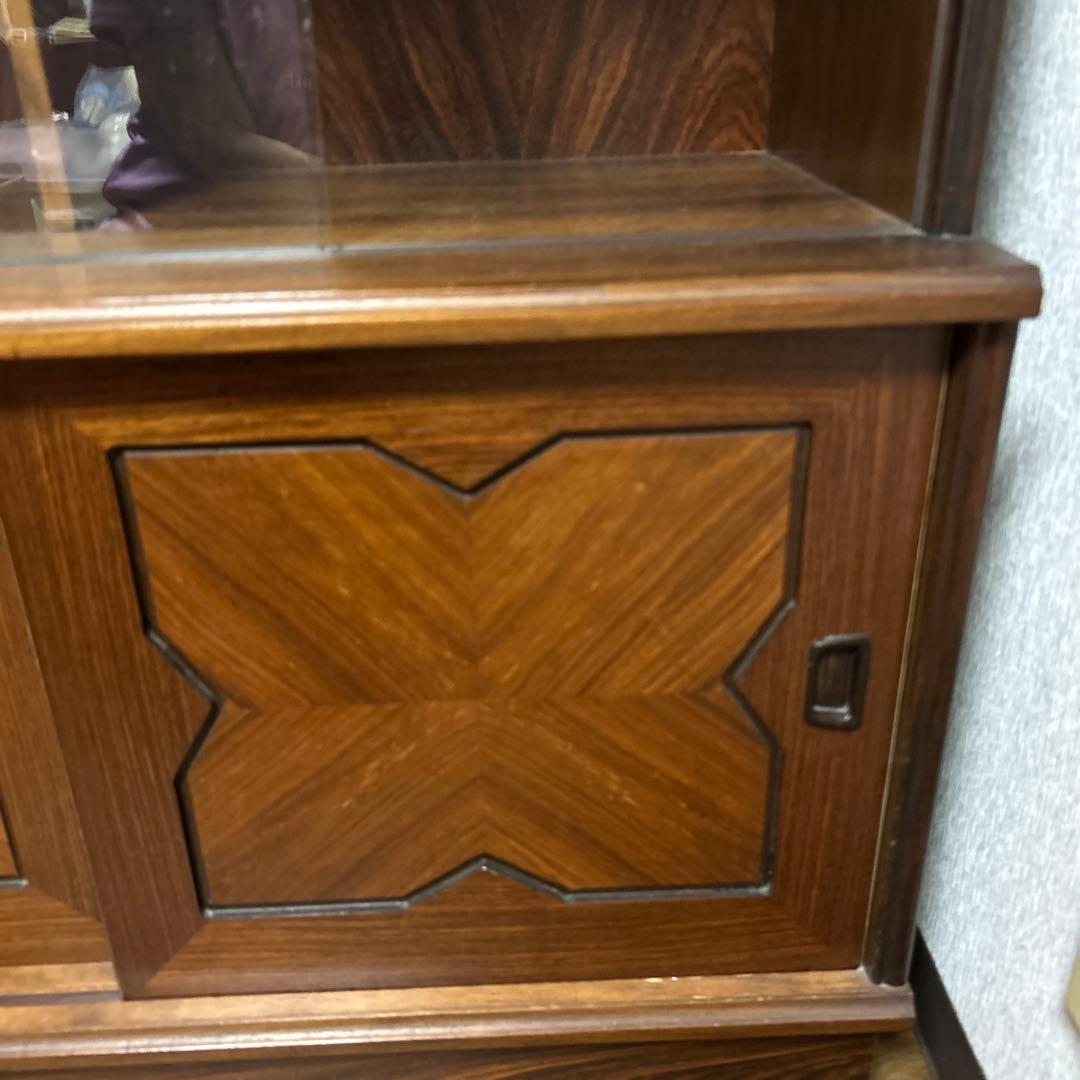 昭和レトロ 木製ガラス扉付きディスプレイキャビネット　８月１７日まで