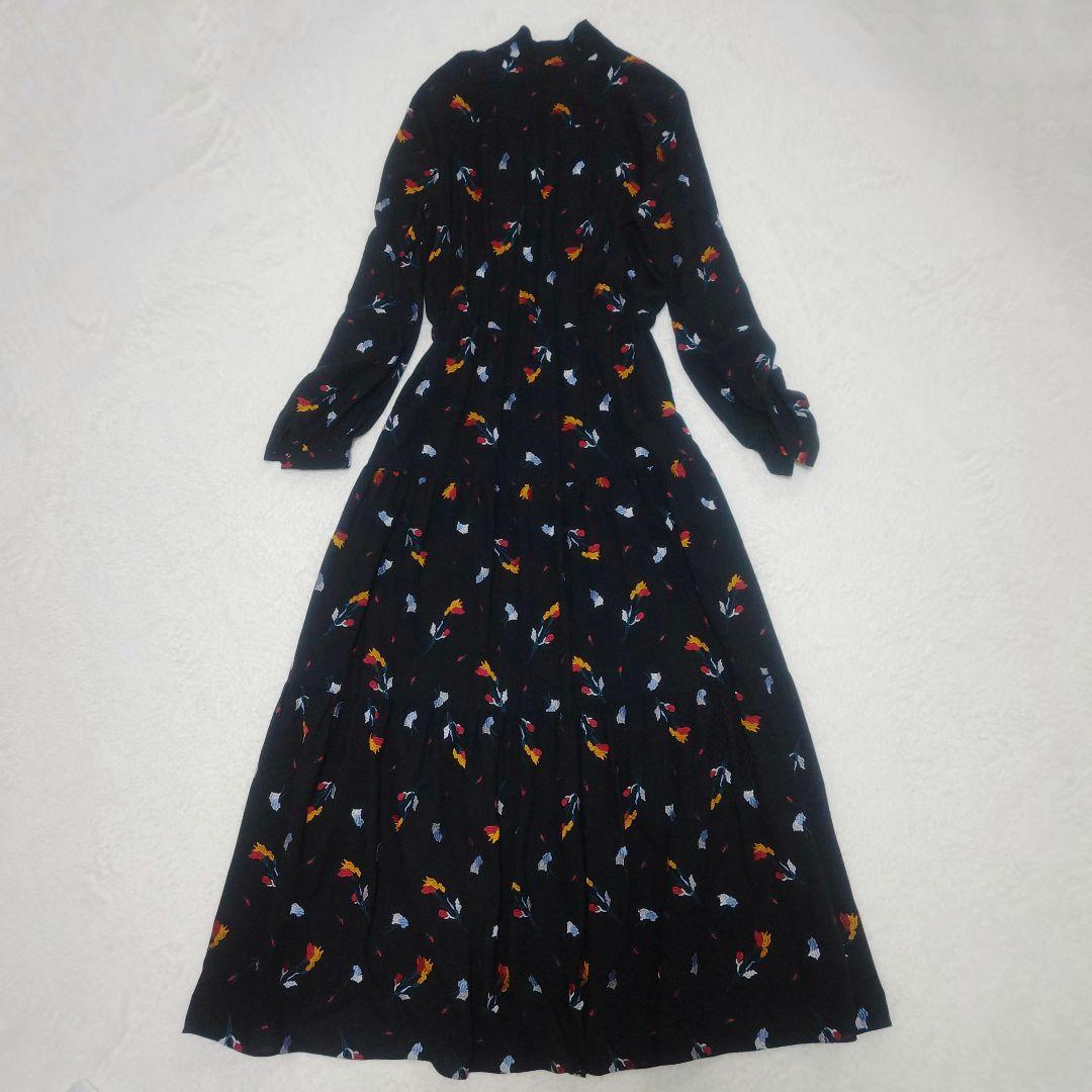 グレースコンチネンタル ボウタイ ティアード ロングワンピース 刺繍 花柄