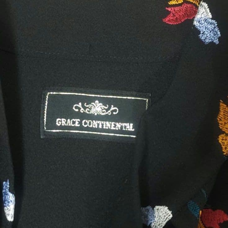 グレースコンチネンタル ボウタイ ティアード ロングワンピース 刺繍 花柄