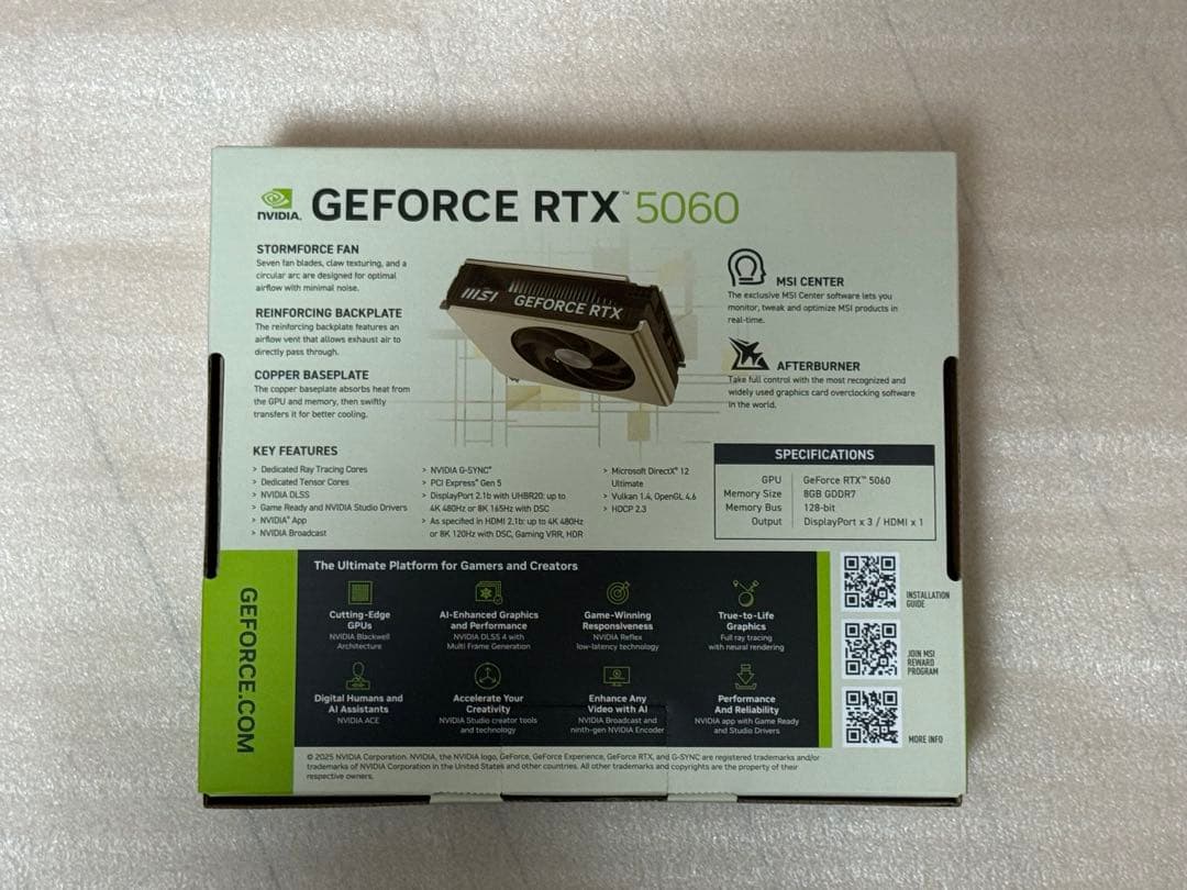 グラフィックボード・グラボ・ビデオカード MSI RTX 5060 INSPIRE ITX OC Edition