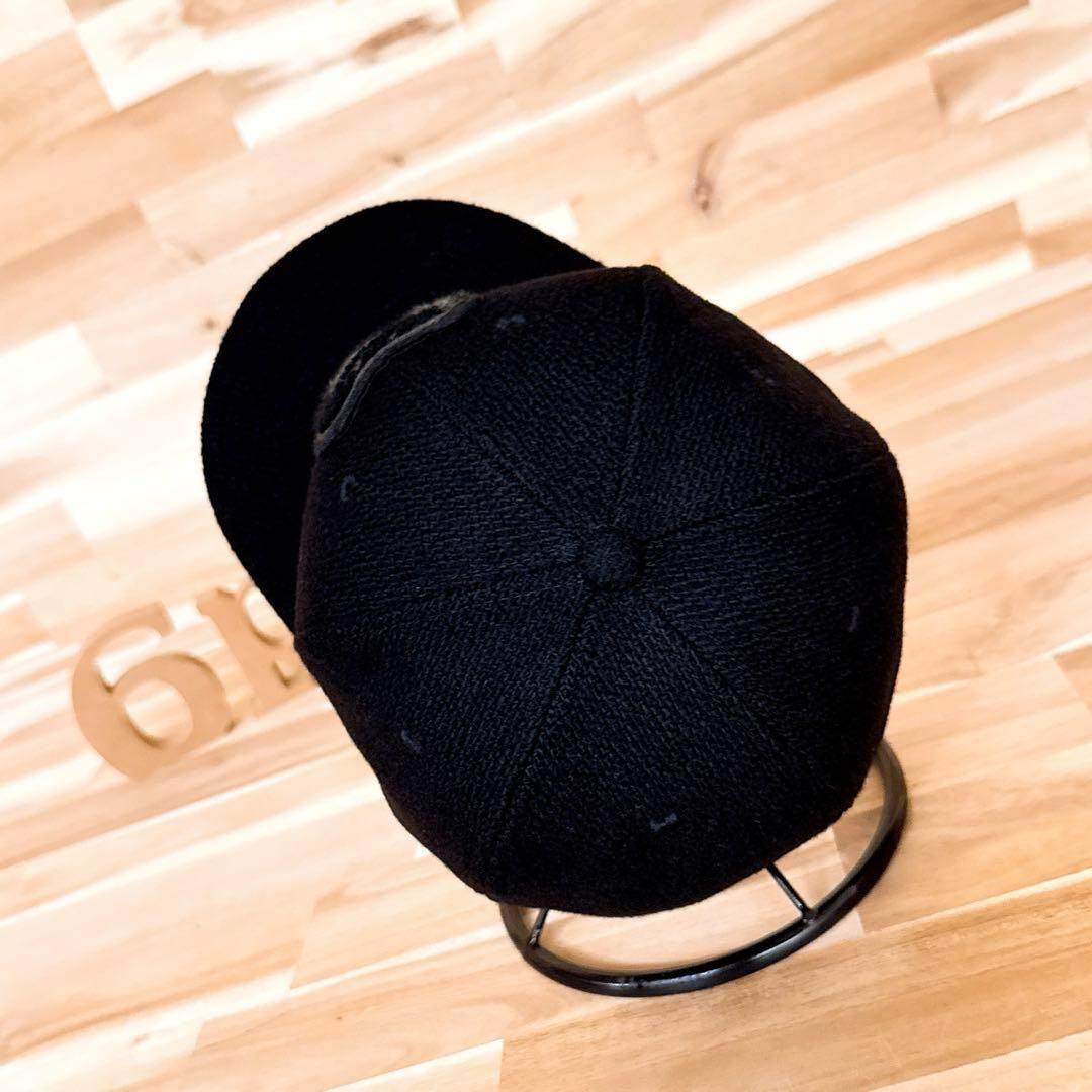 レア/廃番【ポロラルフローレン】パイル Pロゴ ウール ブレンド キャップ黒×紺