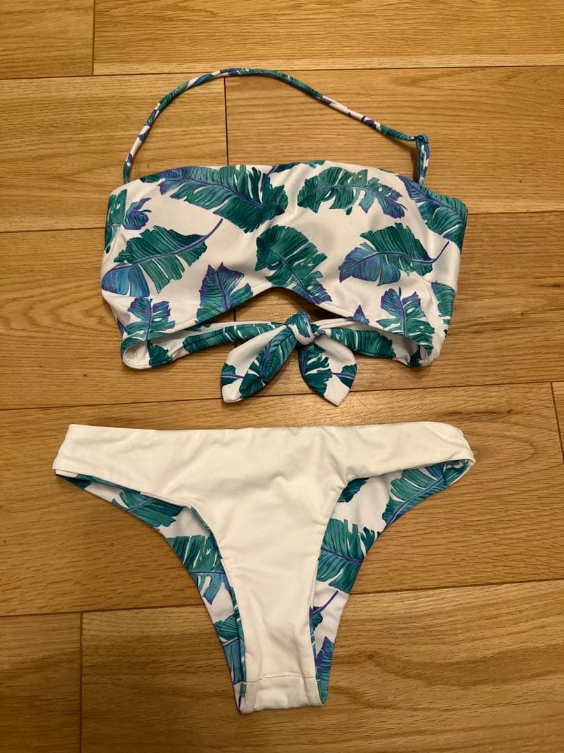 ALEXIA STAM リーフ柄ビキニ上下セット　バンドゥビキニ