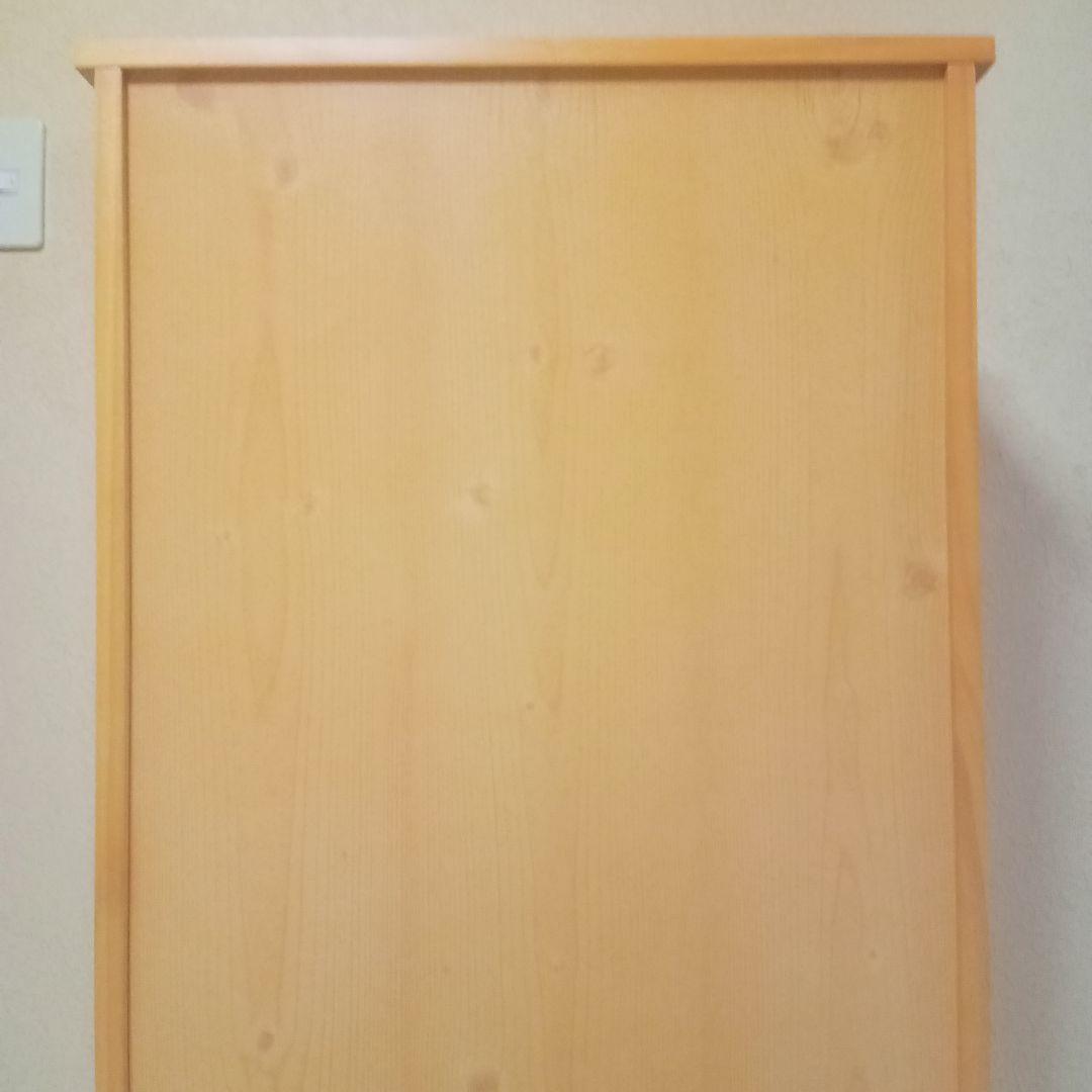 ラタン調ルーバー扉付き 3段薄型シューズラック/靴箱