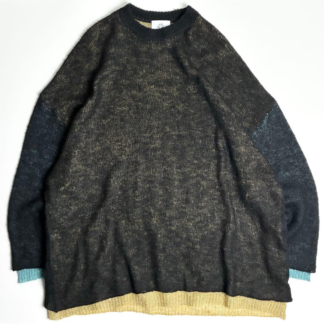 25AW【美品】STOF(ストフ)モヘア混カラーフェイクレイヤードオーバーニット