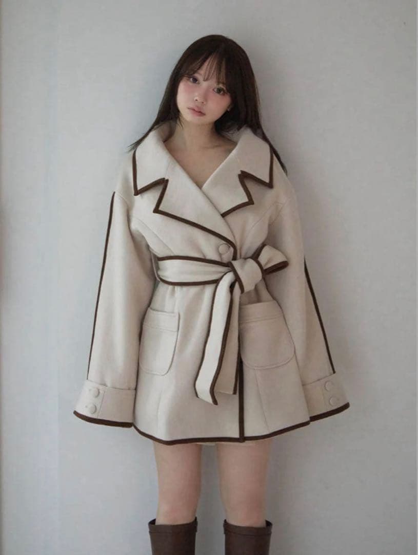 ジャケット・アウター ANDMARY Ange wool short coat beige