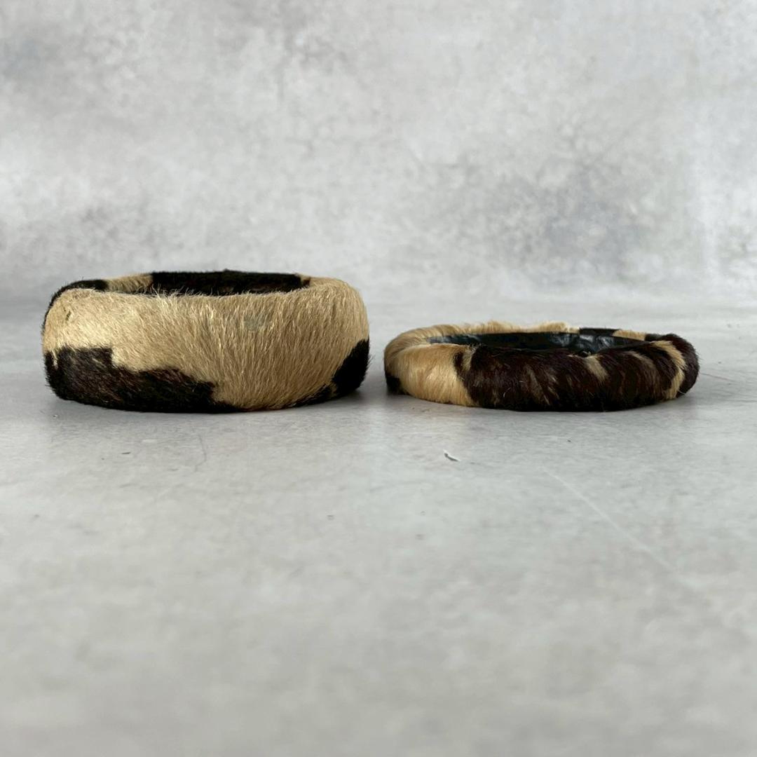 希少　ボッテガヴェネタ　ヘアカーフ　レザー　バングル　ファー　２個セット 細太