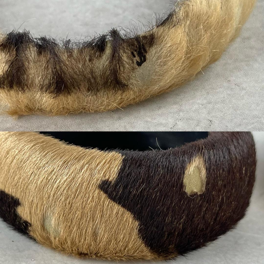 希少　ボッテガヴェネタ　ヘアカーフ　レザー　バングル　ファー　２個セット 細太