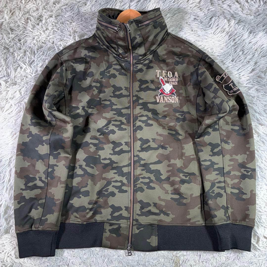 極美品Vansonクローズ コラボ デスラビットライダー ジャケットXL カモ柄