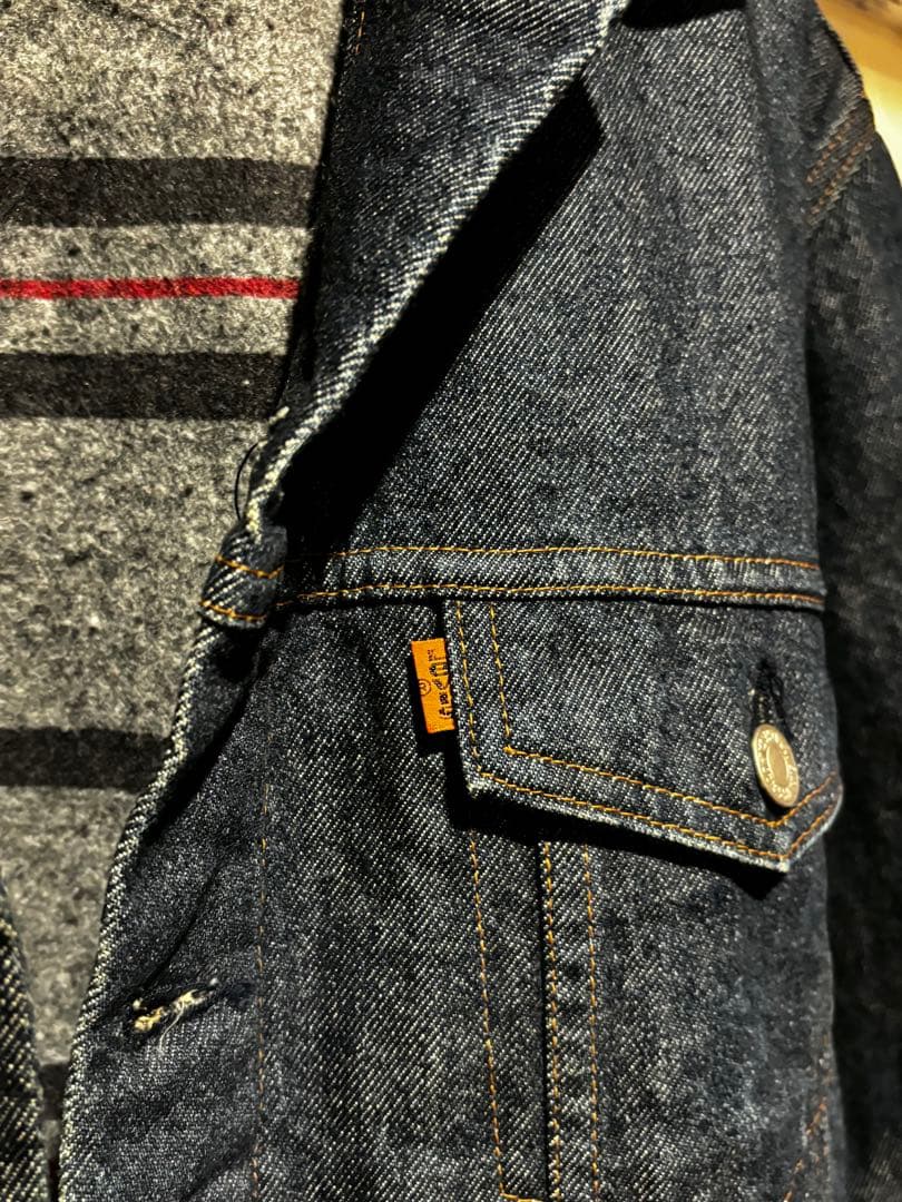 87年8月 levi's オレンジタブ 70649-03 レザー襟 ブランケット