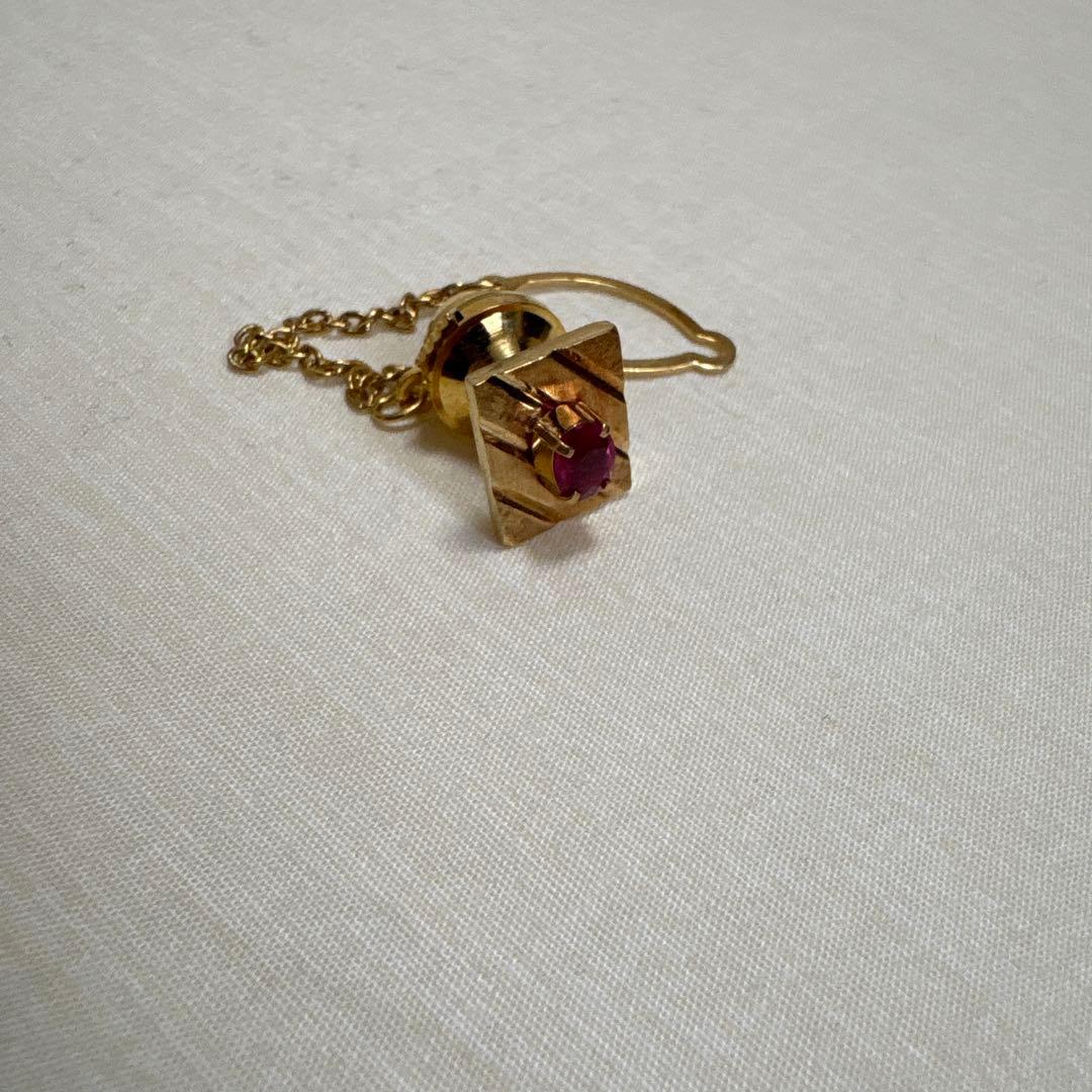 ネクタイピン　K18 ルビー